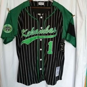 NWT Classic Reels Hardball XXL Kekambas Black Green Pinstripe Baseball Jersey